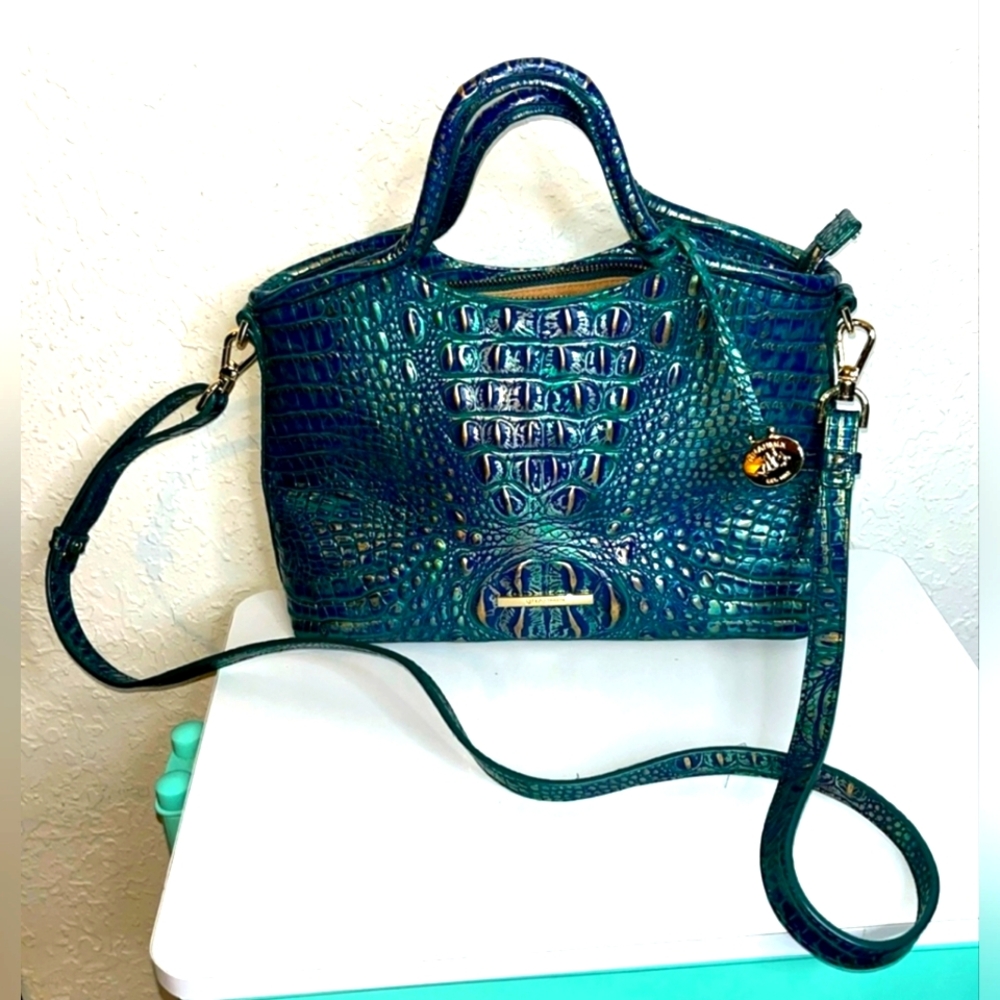 Brahmin Iridescent Blue Satchel